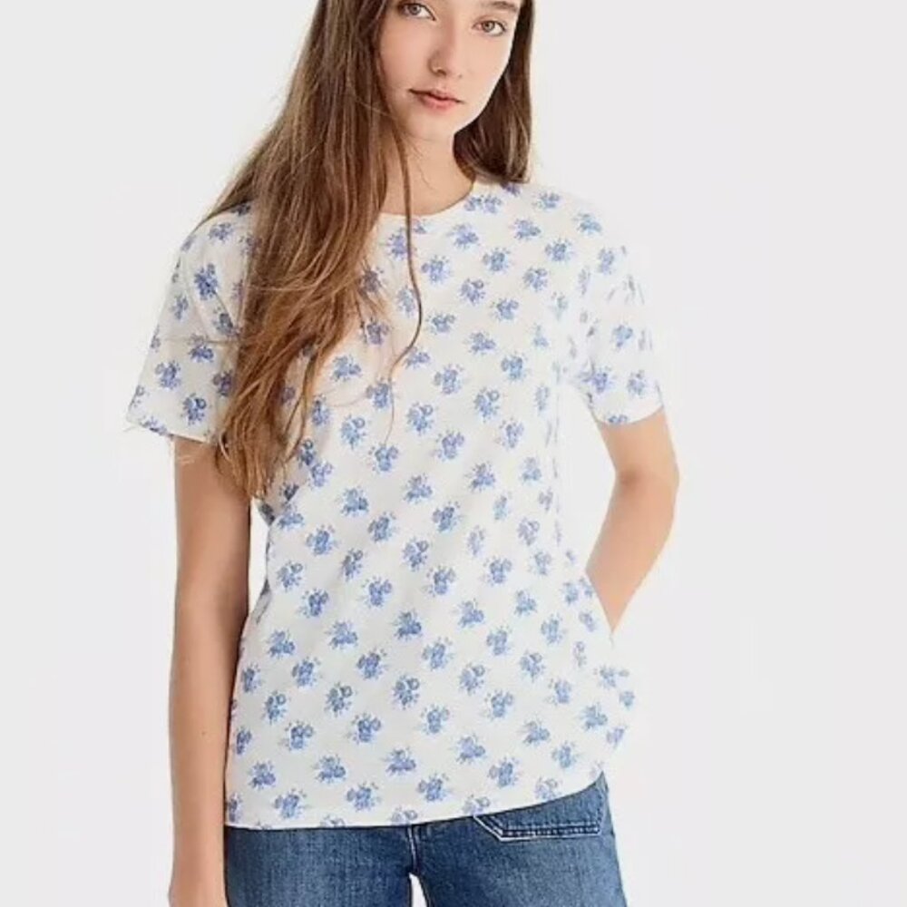 Blue Floral Print JCrew TShirt